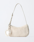 FAUX FUR SHOULDER BAG WITH CHARM